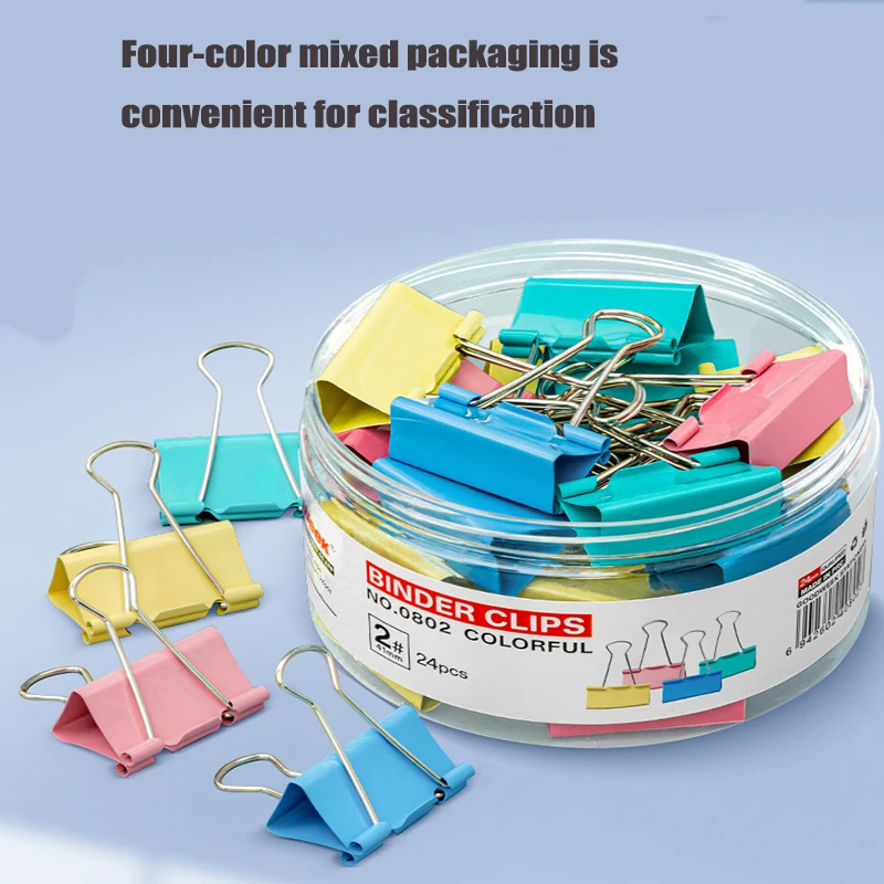 40pcs 19mm Office 편지지 색상 긴 꼬리 클립 금속 스테인레스 스틸 문서 다기능 색상 긴 꼬리 티켓 클립