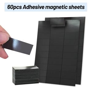 60개/세트 2x5cm 유연한 자체 접착식 자석 시트 미니 냉장고 자석 및 자기 메모리 라벨