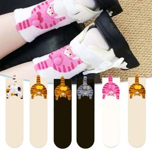 커플용 만화 고양이 계란 양말, 임산부 봄 여름 스태킹 스타일 패션 중목 양말, 데일리 사계절용