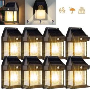 1/2/4/8 태양광 벽 조명 IP44 모션 센서 LED 랜턴 벽 장착형 안뜰 베란다 데크의 실외 조명에 적합