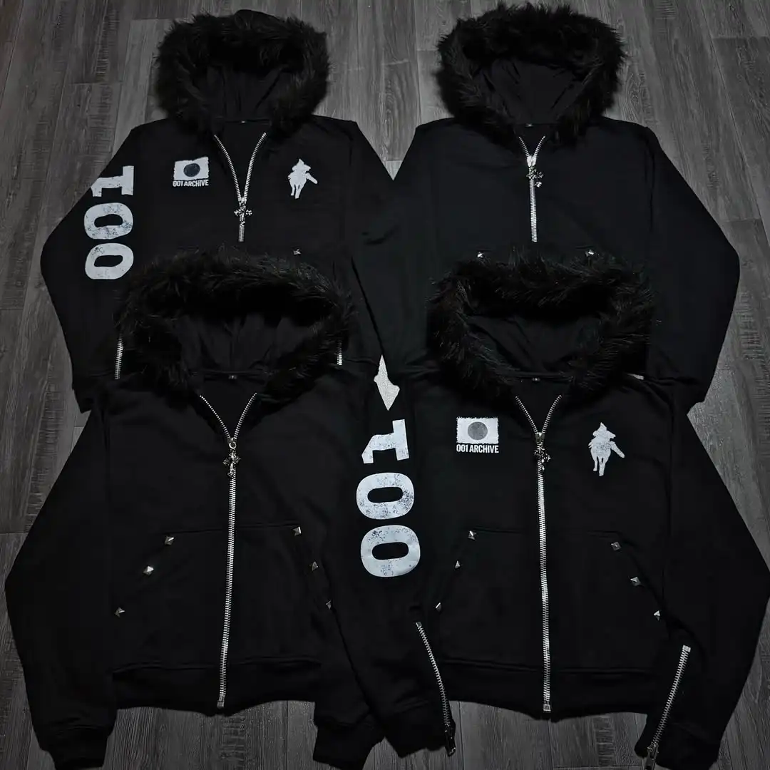 일본 스트리트 하라주쿠 스트리트웨어 유럽 청소년 리벳 패션 울 풀오버 여성 시티 캐주얼 후드 힙합 스웨트셔츠 코트