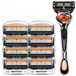 남성용 면도기, 프리미엄 면도기, 5중 면도날 얼굴 수염 제거용 교체 가능한 블레이드 포함, 5중 리필