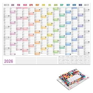 2026년 새해 데일리 캘린더 벽걸이 스케줄 플래너 시트 용지 365일 계획 연간 벽걸이 플래닝 주간 아젠다 패드 1월-12월