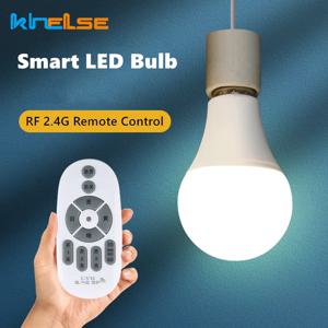 스마트 LED 전구 E27 6W 9W 12W RF 2.4G 무선 원격 제어 야간 조명 타이밍 따뜻한 차가운 빛을 끄십시오 디밍이 가능한 Led 램프 전구