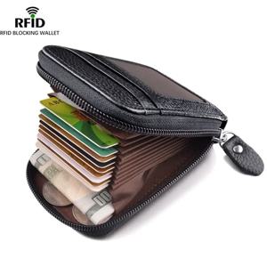 남성용 지갑 정품 PU 가죽 신용 카드 소지자 RFID 차단 지퍼 포켓 남성용 가방 멀티 카드 지퍼 고품질