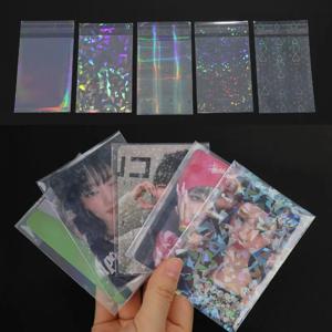 50pcs 한국 카드 슬리브 투명 산성 무료 CPP 아이돌 포토 카드 하트 레이저 보호 필름 앨범 바인더 사진 팝콘 카드