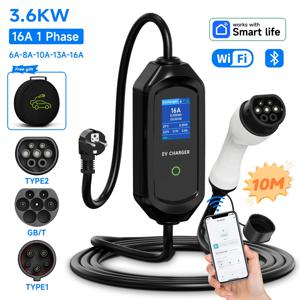 AFYEEV 3600W 휴대용 Type2 IEC62196-2 EV 충전기 Type1 SAE J1772 전기 자동차 충전기 GBT EVSE 충전 케이블 Wallbox EU 플러그