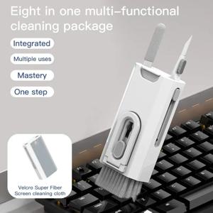 8 IN 1 청소 키트 AirPods 용 키보드 클리너 iPhone 청소 도구 키캡 풀러 세트 스크린 브러시 이어폰 청소 펜