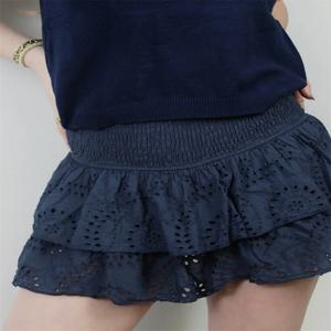 CHRONSTYLE 여성 레이스 짧은 미니 스커트 탄성 높은 허리 레이어드 프릴 중공 스커트 여름 파티 클럽 streetwear 2024