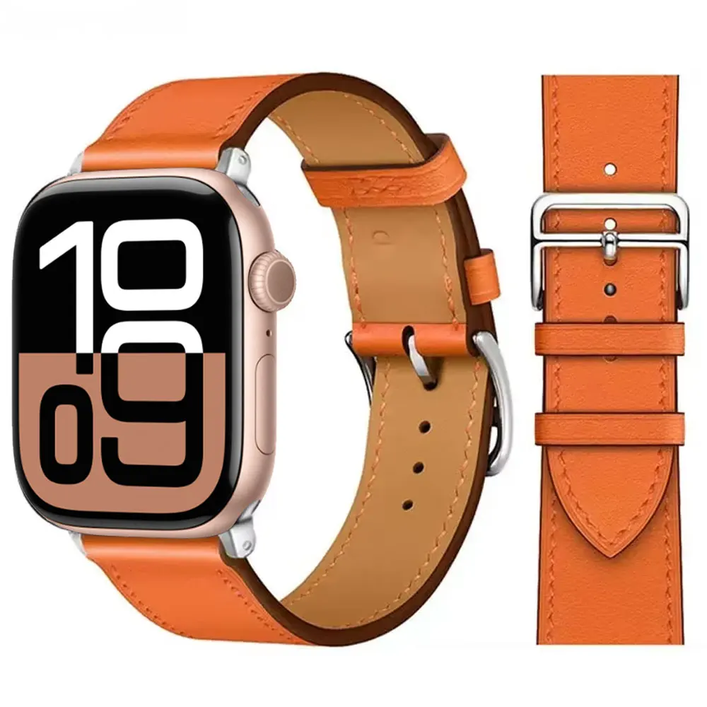 Apple 시계 밴드 용 가죽 스트랩 44mm 45mm 41mm 40mm 시계 밴드 iWatch ultra 2 49mm 시리즈 용 루프 팔찌 10 9 8 7 6 5 4 SE