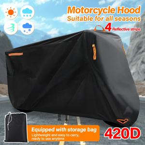 3XL 두꺼운 420D 오토바이 커버 블랙 디자인 방수 모터 먼지 비 눈 UV 보호기 커버 실내 실외 XXXXL