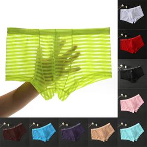 남성용 초박형 투명 Boxershorts 섹시한 속옷 복서 바지 남성 저층 메쉬 팬티 옴므 팬티 복서 반바지