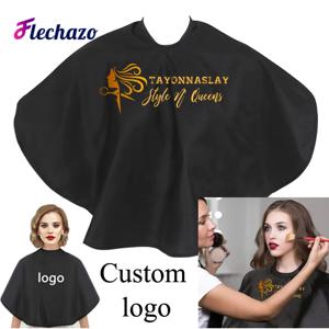 메이크업 케이프 Customed 라벨 헤어 스타일링 케이프 전문 미용 살롱 나일론 케이프 블랙 핑크 헤어 스타일링 액세서리