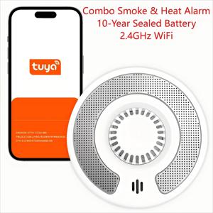 투야 앱 제어/2.4GHz, 2 in 1 듀얼 센서 화재 경보기, 10년 밀봉 배터리 포함, CE, VSH03W 콤보 연기 및 열 감지기