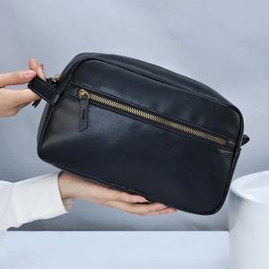 남자 비즈니스 여행 워시 세면 용품 가방 방수 PU 가죽 욕실 면도 도구 주최자 가방 메이크업 파우치 여성 화장품 가방