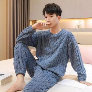 가을, 겨울 새로운 남성 커플 따뜻한 잠옷 Homewear 정장 여성 산호 양털 잠옷 두꺼운 열 속옷 Homewear
