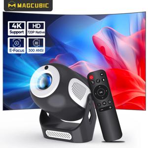 맥큐빅 HY300 X 4K 안드로이드 11 프로젝터 (전동 초점, 300안시, Wifi6, BT5.0, 휴대용 프로젝터, HIFI 사운드, 실내외 겸용)