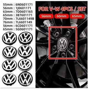 4pcs 55mm 56mm 65mm 70mm 자동차 휠 센터 캡 Hubcap 커버 폭스 바겐 제타 MK5 골프 Passat 스타일링 3B7601171 1J0601171