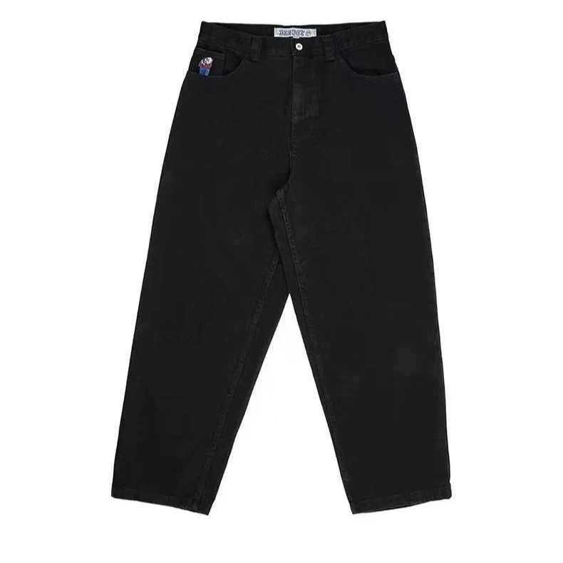 폴라 빅 보이 청바지 블랙 스케이트 보드 데님 바지 y2k 캐주얼 streetwear 루즈 남성 헐렁한 청바지 하라주쿠 남성 의류