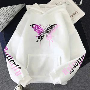 여성용 운동복 나비 프린트 Y2K Hoody Coat 올 시즌 여성 데일리 캐주얼 패션 풀오버 홈 야외 컴포트 후드