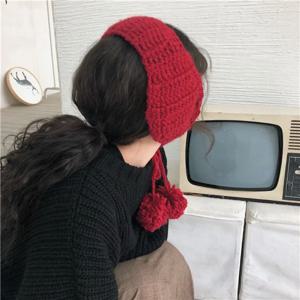 수제 한국 스타일 Y2k 플러시 귀마개 두꺼운 부드러운 따뜻한 JK 니트 귀마개 솔리드 컬러 방풍 겨울 귀 커버 소녀