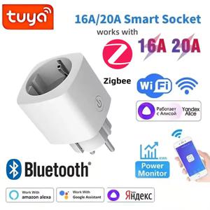 지그비 3.0 와이파이 스마트 플러그 EU 소켓 타이머 어댑터 콘센트 16A/20A 전력 모니터링 앱 음성 제어 투야 알렉사 구글 홈 앨리스