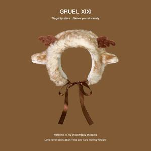 새로운 일본 귀여운 강아지 귀 플러시 귀마개 - 여성용 겨울 따뜻한 귀 보호, 부드러운 동물 귀 비니 모자 (조절 가능)