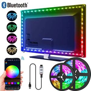 RGB 5050 LED 스트립 조명 리모컨 앱 컨트롤 TV 백라이트 유연 리본 테이프 USB 5V LED 조명 PC 게임룸 장식용