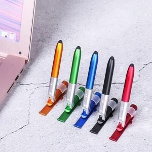 4-in-1 올인원 다기능 펜: 스타일러스, 볼펜, LED 라이트, 및 전화 거치대 사무실 및 학교용