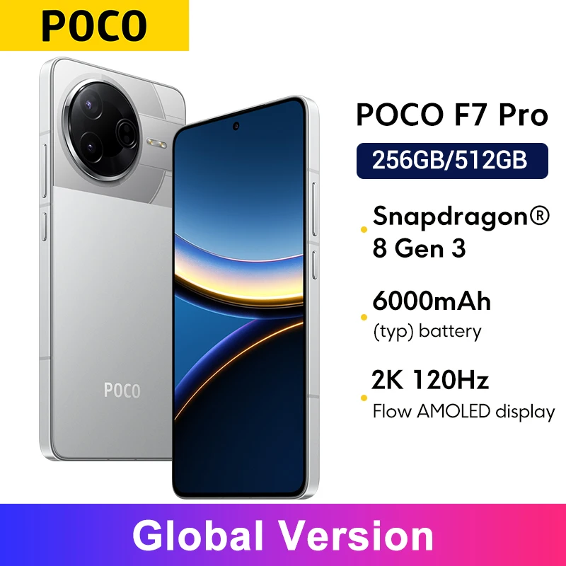 【브랜드+】글로벌 버전 포코 F7 프로 5G 스냅드래곤 8 3세대 50MP 메인 카메라 6.67인치 WQHD+ 플로우 AMOLED 도트디스플레이 90W 하이퍼차지