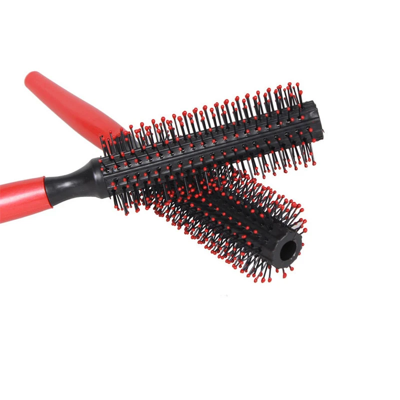 전문 플라스틱 라운드 브러시 Quiff 롤러 곱슬 머리 빗 헤어 스타일 마사지 헤어 브러시 드레싱 살롱 이발사 빗 새로운 나선형