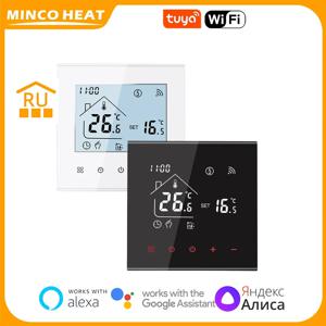 Minco Heat 새로운 M4A Samrt Wifi Tuya 온도 조절기 온도 컨트롤러 전기 바닥 난방/물/가스 보일러 용 LCD 디스플레이
