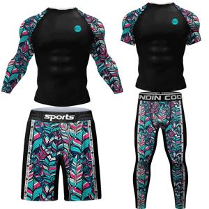 새로운 격투 Jiu Jitsu MMA 티셔츠 + 바지 세트 남성용 러쉬 가드 Bjj 복싱 유니폼 러쉬 가드 MMA 반바지 Boxeo 스포츠 의류