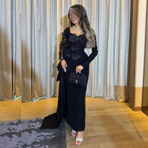 맞춤형 저지 플라워 파티 시스, 스퀘어 넥, 맞춤형 가운, 미디 드레스