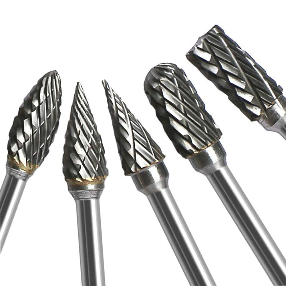 텅스텐 카바이드 로터리 버 세트 10pcs 나무 및 돌 조각, 철강 금속 작업을위한 3mm 생크 6mm 비트로 버 비트 조각