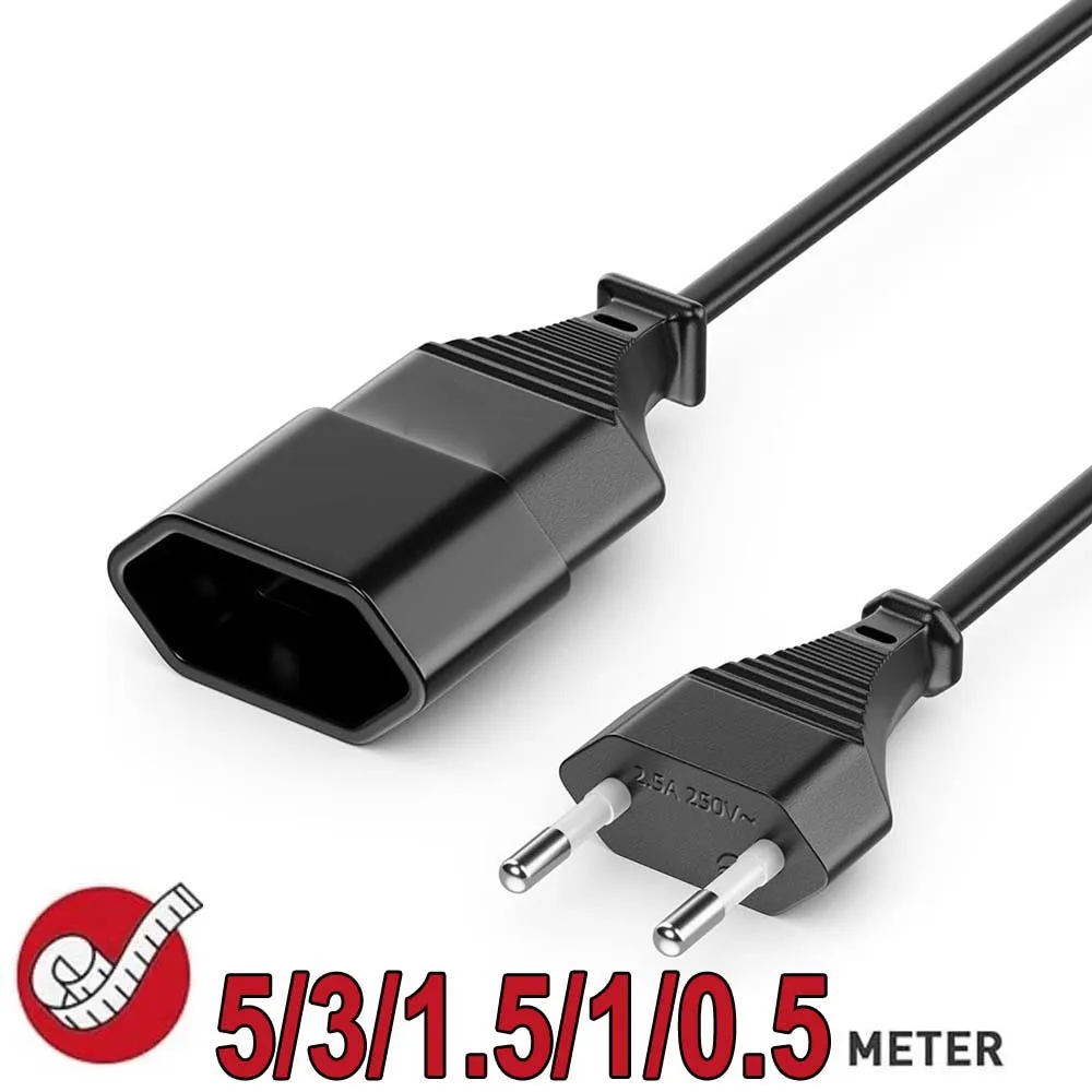 EU 전원 연장 케이블 2-Prong 유럽 EU 남성-여성 전원 연장 코드 5M/3M/1.5M/1M/0.5M EU AC 전원 코드 연장