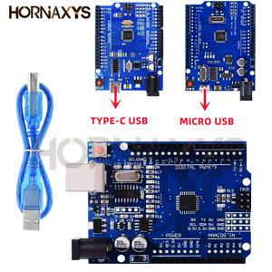 1PCS UNO R3 UNO 보드 UNO R3 CH340G + MEGA328P 칩 16Mhz Arduino UNO R3 개발 보드 + USB TYPE-C 마이크로