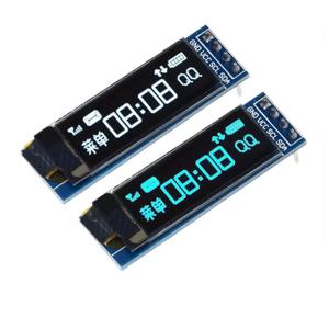 0.91 인치 OLED 디스플레이 모듈, I2C 인터페이스, 128x32 LCD 스크린, SSD1306, 블루/화이트 라이트, 3.3V 5V