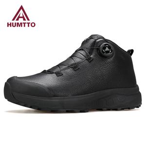 남성용 HUMTTO 가죽 신발 겨울 캠핑 야외 남성용 스포츠 신발 통기성 트레킹 부츠 남성 미끄럼 방지 하이킹 스니커즈