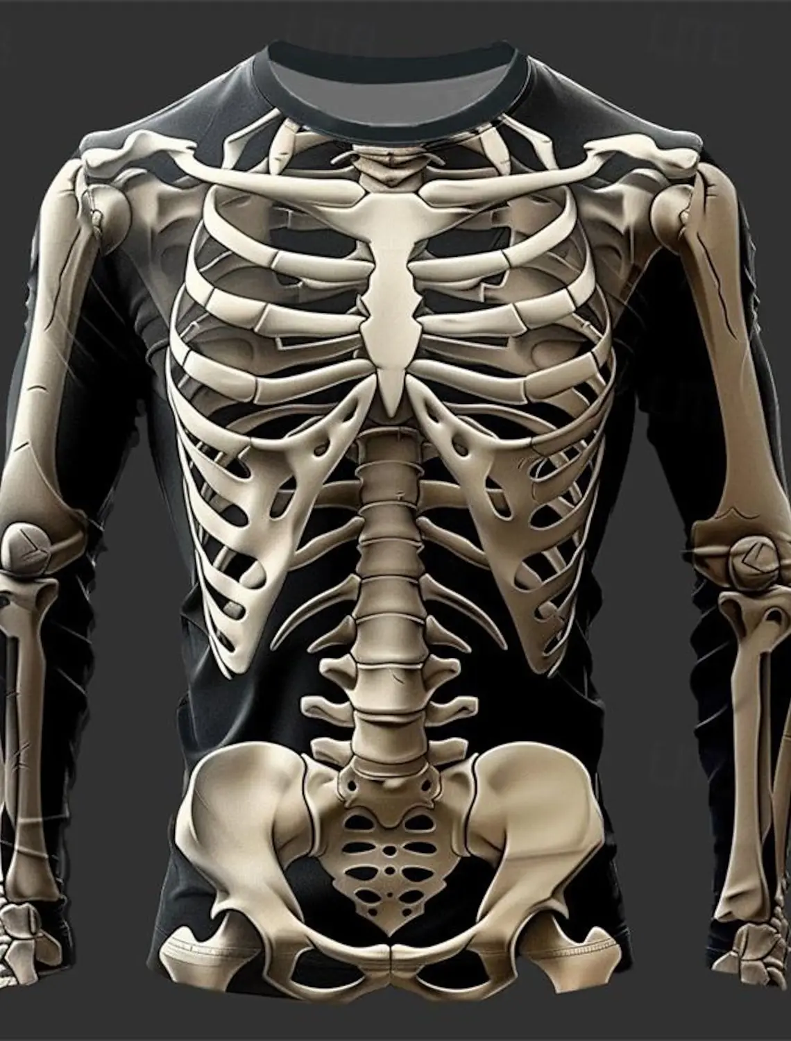 그래픽 해골 디자인 캐주얼 하위 문화 남성 3D 인쇄 스포츠 야외 긴팔 라운드 넥 셔츠 봄, 가을 의류