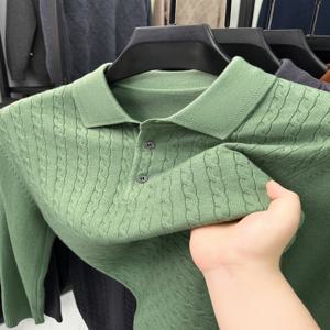 프리미엄 패션 자카드 터틀넥 니트 긴팔 티셔츠 남자 2024 가을/겨울 두꺼운 보온 캐주얼 한국판 최고급 스웨터