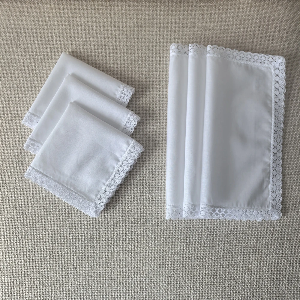 25CM/9.84IN, 6PCS 얇은 순수 코튼 패브릭 레이스 손수건 웨딩 장식 홈 장식 가방 장식 손수건 솔리드 c