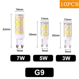 10PCS 7W 5W 3W 가장 밝은 G9 LED 램프 AC220V 세라믹 SMD2835 LED 전구 따뜻한/차가운 흰색 스포트라이트 할로겐 빛 교체 도매