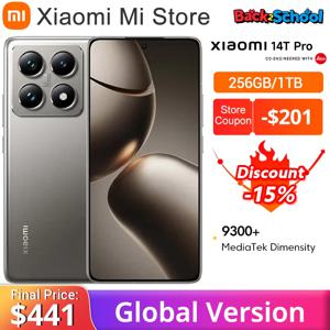 글로벌 버전 Xiaomi 14T Pro 5G 스마트폰 크기 9300+ 144Hz AI 디스플레이 50MP Leica 카메라 50W 무선 120W HyperCharge NFC