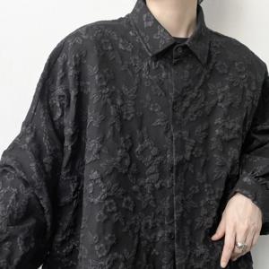 셔츠 남성 꽃 무늬 일본식 패션 느슨한 주름 긴 소매 바이브 올 매치 하이 스트리트 젊고 멋진 디자인 빈티지