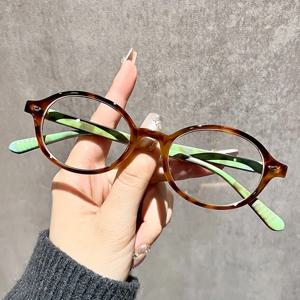 여성용 세련된 타원형 안티 블루 라이트 안경 투명 렌즈가 있는 복고풍 한국 스타일