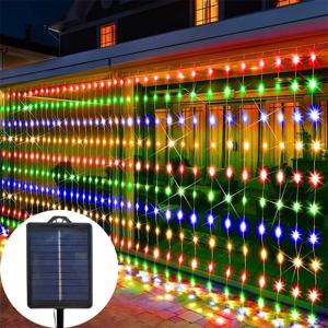 600/300/200/100LED 태양 커튼 조명 야외 요정 조명 LED 조명 크리스마스 웨딩 장식 문자열 조명 정원 장식