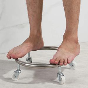 가스 병 모바일 브래킷 이동식 프로판 탱크 홀더 바퀴가있는 스탠드 스테인레스 스틸 돌리 실린더 고무 트레이