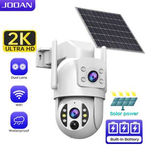 JOOAN 2K 4K 무선 태양광 카메라 야외 WiFi 듀얼 렌즈 배터리 IP 카메라 인체 감지 양방향 오디오 CCTV 모니터 비디오 감시