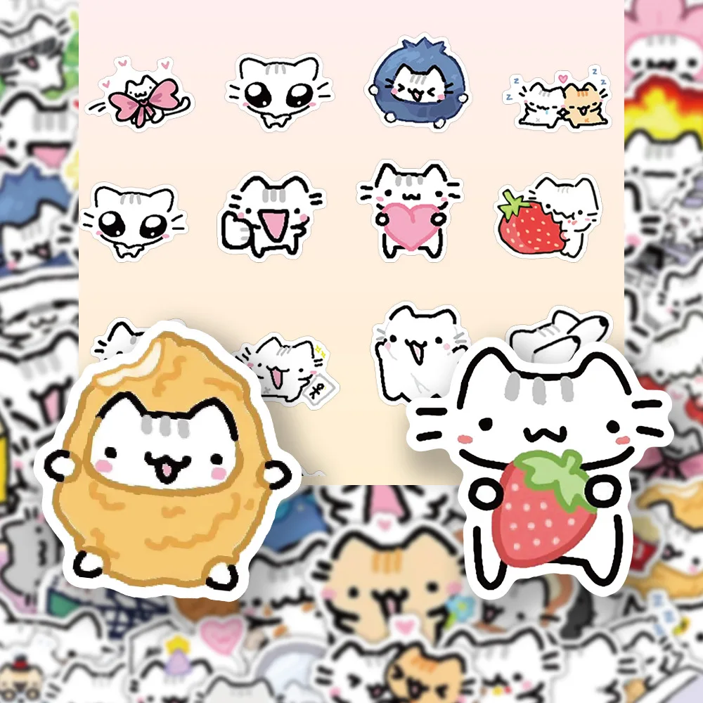 10/30/72PCS 라인 새끼 고양이 일일 낙서 스티커 노트북 전화에 대 한 귀여운 고양이 만화 데 칼 기타 컵 스케이트 보드 방수 스티커